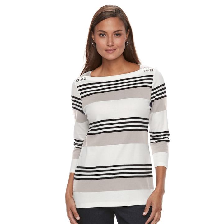 Women's Croft & Barrow&reg; Button-shoulder Top, Size: Small, Lt Beige