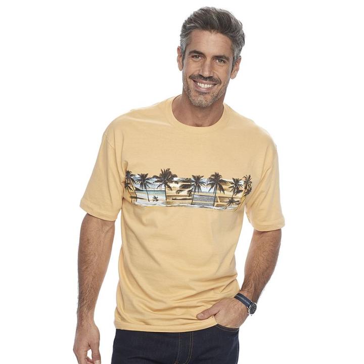 Men's Newport Blue Palm Tree Band Tee, Size: Large, Lt Yellow