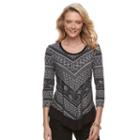 Women's Croft & Barrow&reg; Printed Scoopneck Top, Size: Small, Light Grey
