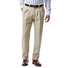 Men's Haggar Eclo Stria Straight-fit Pleated Dress Pants, Size: 34x30, Med Beige