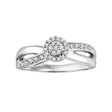 Lovemark Round-cut Diamond Crisscross Engagement Ring In 10k White Gold (1/6-ct. T.w.), Women's, Size: 6.50