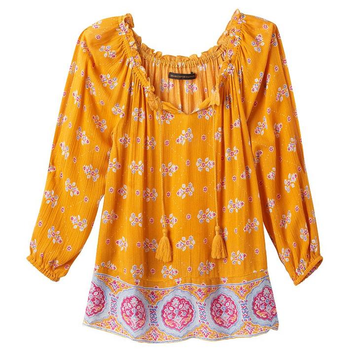 Girls 7-16 & Plus Size Mudd&reg; 3/4-length Cold Shoulder Peasant Top, Size: 16, Brt Orange