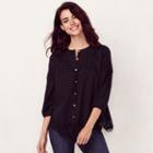 Women's Lc Lauren Conrad Embroidered Lace Blouse, Size: Medium, Black