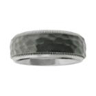 Lynx Stainless Steel Black Ion Hammered Wedding Band - Men, Size: 8, Grey