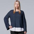 Plus Size Simply Vera Vera Wang Mock-layer Bell Top, Women's, Size: 2xl, Blue