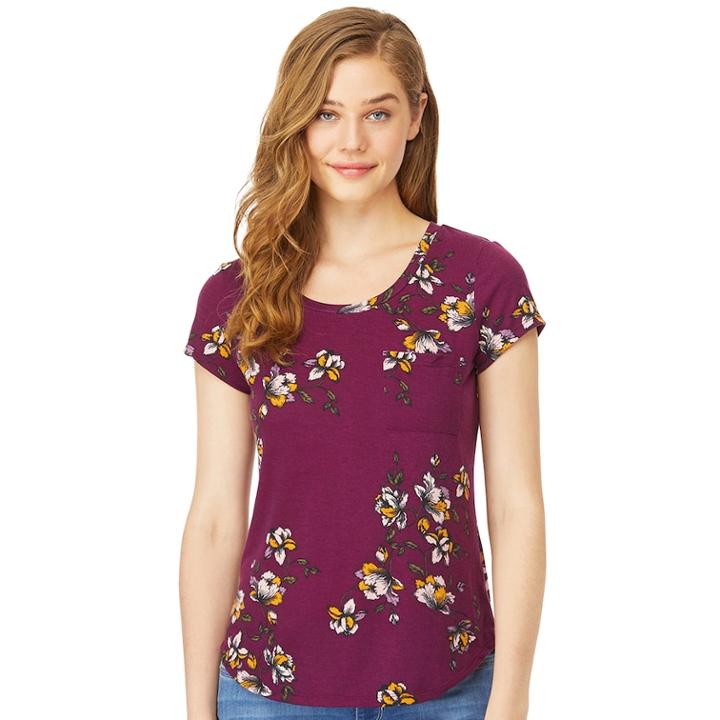Juniors' Wallflower Scoopneck Tee, Teens, Size: Large, Purple
