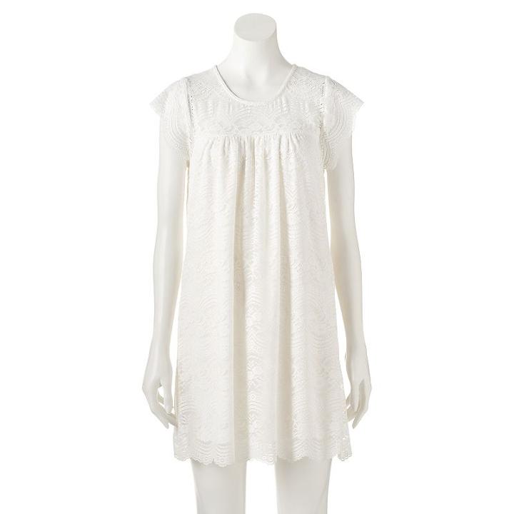 Juniors' Speechless Cap Sleeve Lace Shift Dress, Girl's, Size: Small, Natural