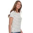 Juniors' Pink Republic Lace-up Side Striped Tee, Teens, Size: Medium, White
