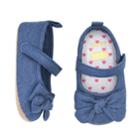 Baby Girl Carter's Bow Mary Jane Crib Shoes, Size: 3-6 Months, Chambray
