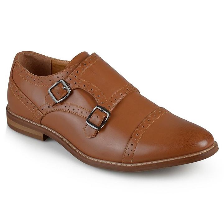 Vance Co. Wayne Men's Monk Strap Dress Shoes, Size: Medium (8.5), Brown