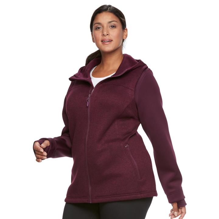 Plus Size Tek Gear&reg; Fleece Mixed-media Jacket, Women's, Size: 1xl, Drk Purple