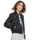 Women's Popsugar Floral Bomber Jacket, Size: Medium, Black