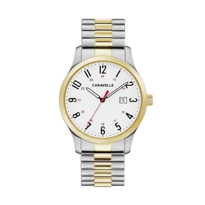 Caravelle Men's Easy Reader Two Tone Stainless Steel Expansion Watch - 45b147, Size: Large, Multicolor