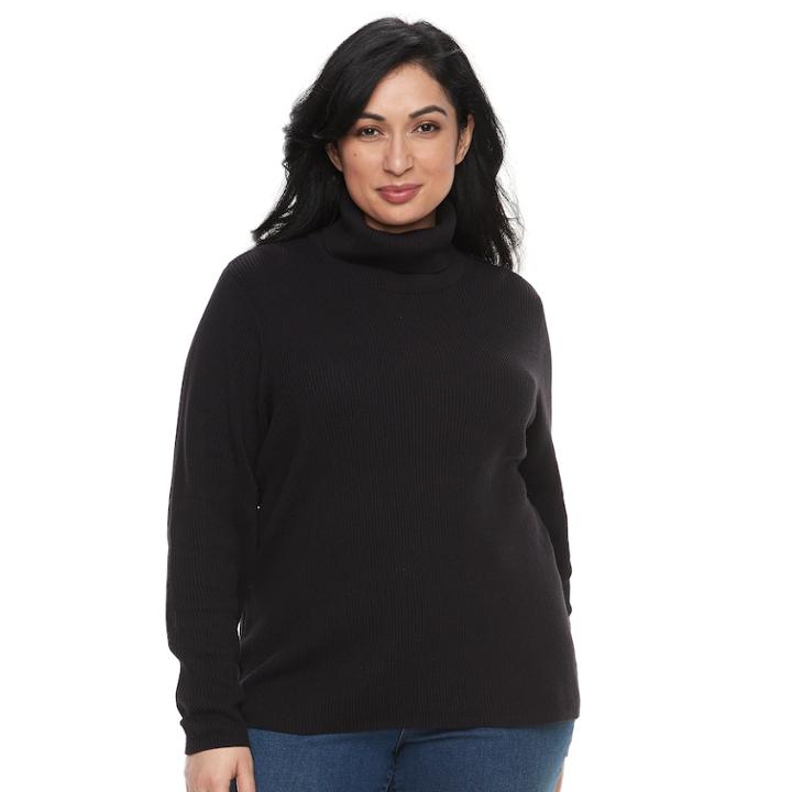 Plus Size Croft & Barrow&reg; Turtleneck Sweater, Women's, Size: 4xl, Black