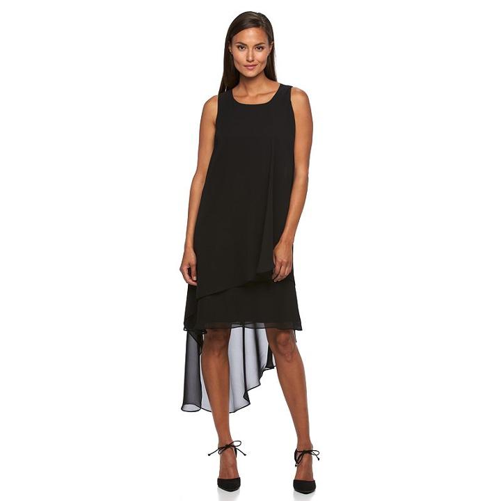 Women's Sharagano Chiffon Layered Shift Dress, Size: 4, Black