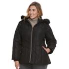 Plus Size D.e.t.a.i.l.s Hooded Quilted Jacket, Women's, Size: 2xl, Black