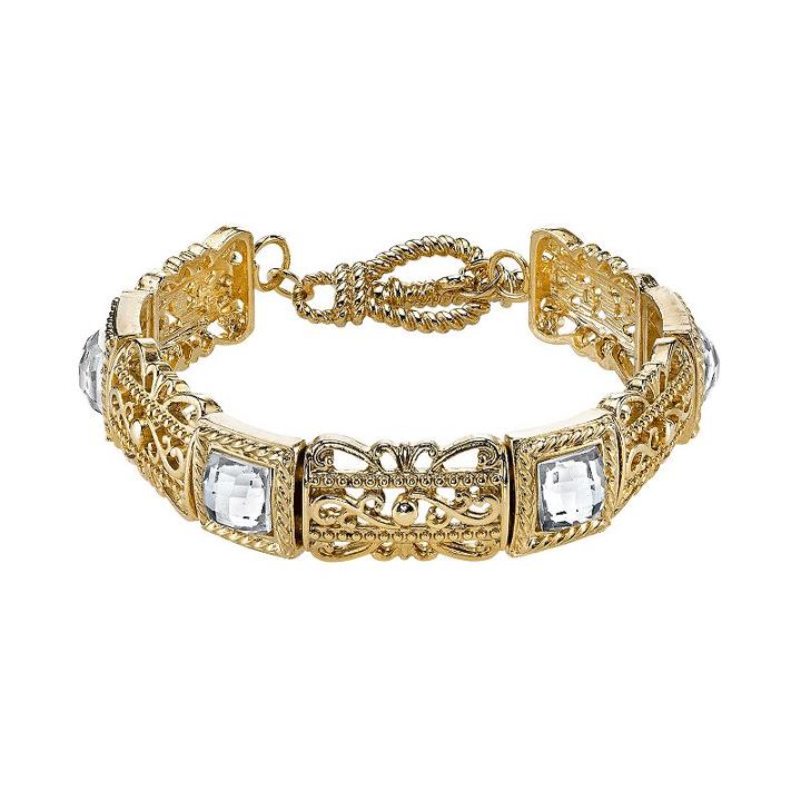1928 Square Filigree Stretch Bracelet, Women's, Size: 7, White