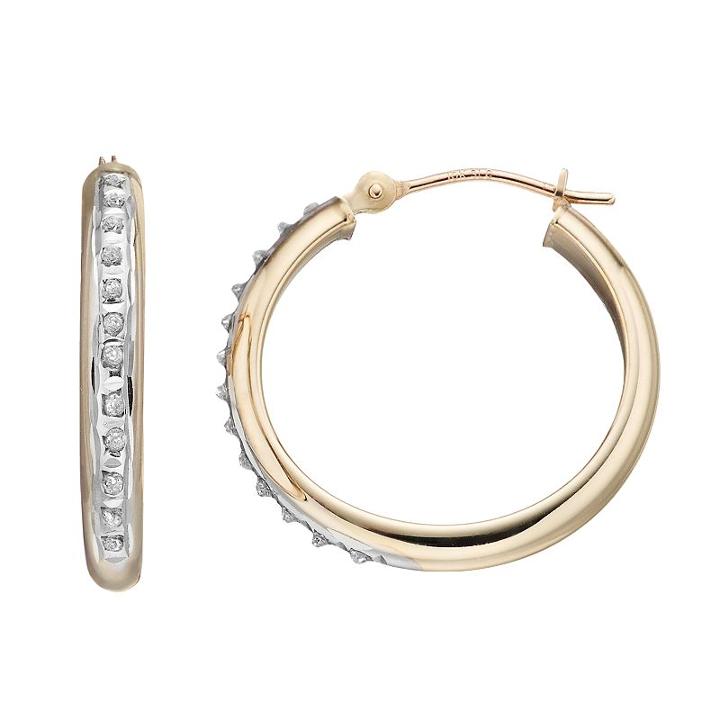 Diamond Fascination 10k Gold Tube Hoop Earrings, Women's