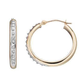 Diamond Fascination 10k Gold Tube Hoop Earrings, Women's