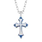 Men's Two Tone Stainless Steel Cross Pendant Necklace, Size: 30, Blue