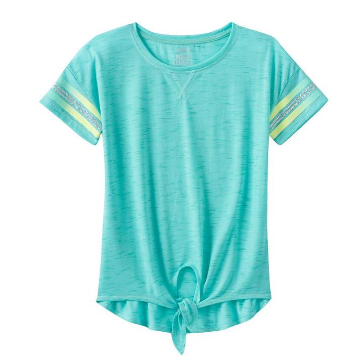 Girls 7-16 So&reg; Tie Front Space-dye Tee, Girl's, Size: 10, Turquoise/blue (turq/aqua)