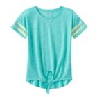 Girls 7-16 So&reg; Tie Front Space-dye Tee, Girl's, Size: 10, Turquoise/blue (turq/aqua)