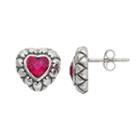 Adora Sterling Silver Lab-created Ruby Heart Stud Earrings, Women's, Red