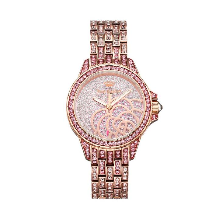 Juicy Couture Women's Charlotte Crystal Stainless Steel Watch, Size: Medium, Pink
