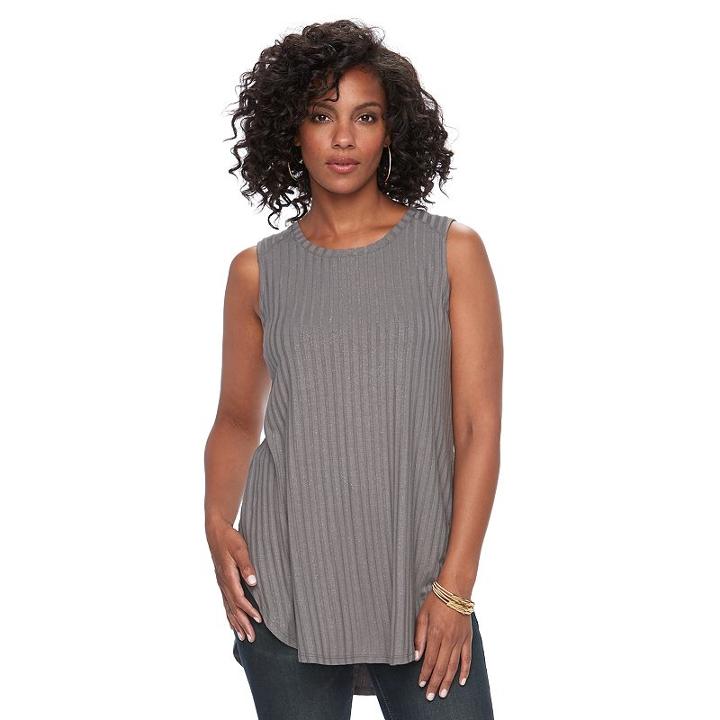 Women's Apt. 9&reg; Ribbed Tunic Tank, Size: Large, Grey
