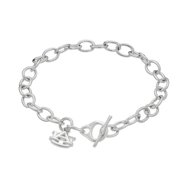 Dayna U Sterling Silver Auburn Tigers Charm Toggle Bracelet, Women's, Size: 7.5, Grey