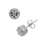 Sterling Silver Aquamarine And Diamond Accent Frame Stud Earrings, Women's, Blue