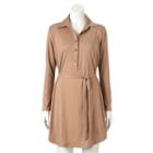Women's Double Click Solid Shirtdress, Size: Small, Beig/green (beig/khaki)