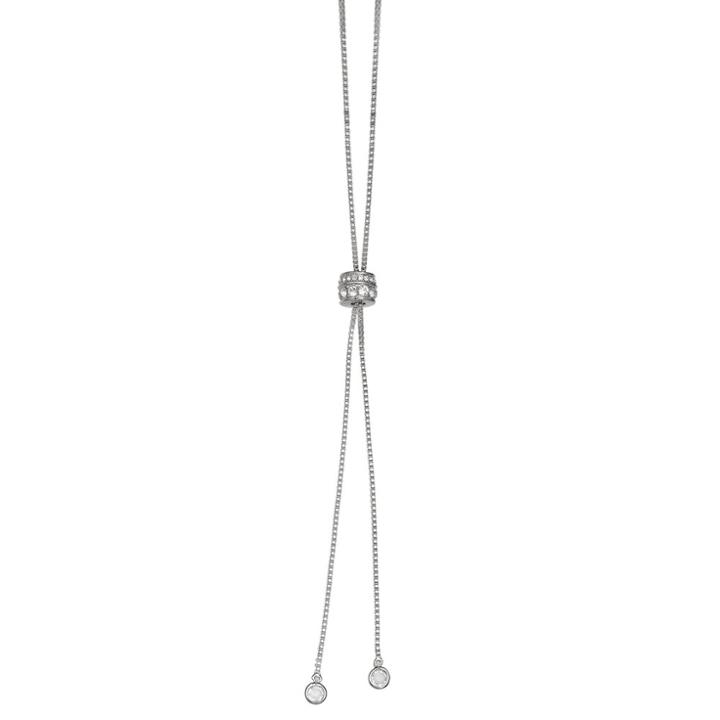 Brilliance Silver Plated Bolo Necklace With Swarovski Crystals, Women's, Size: 30, White