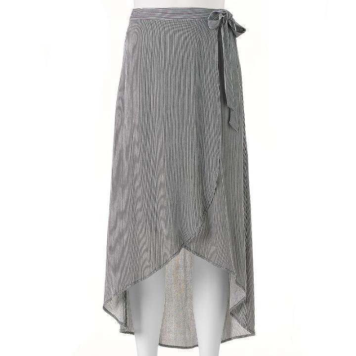 Juniors' Joe B Stripe Tie Side Maxi Skirt, Girl's, Size: Large, White Oth
