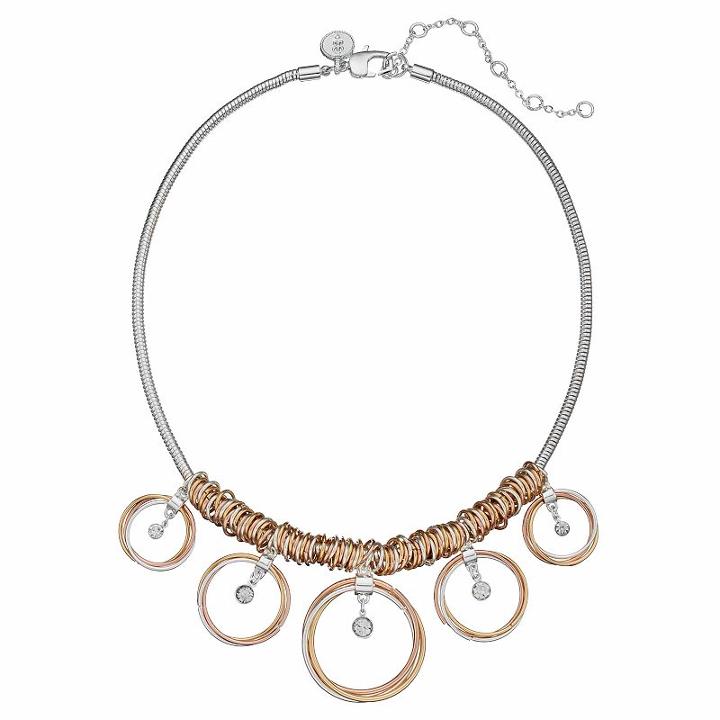 Jennifer Lopez Tri Tone Graduated & Twisted Circle Necklace, Women's, Multicolor
