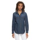 Juniors' Mudd&reg; Button-front Shirttail Top, Girl's, Size: Xs, Dark Blue