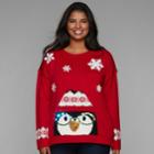 Junior's Plus Size It's Our Time Light-up Penguin Holiday Sweater, Teens, Size: 1xl, Red Other