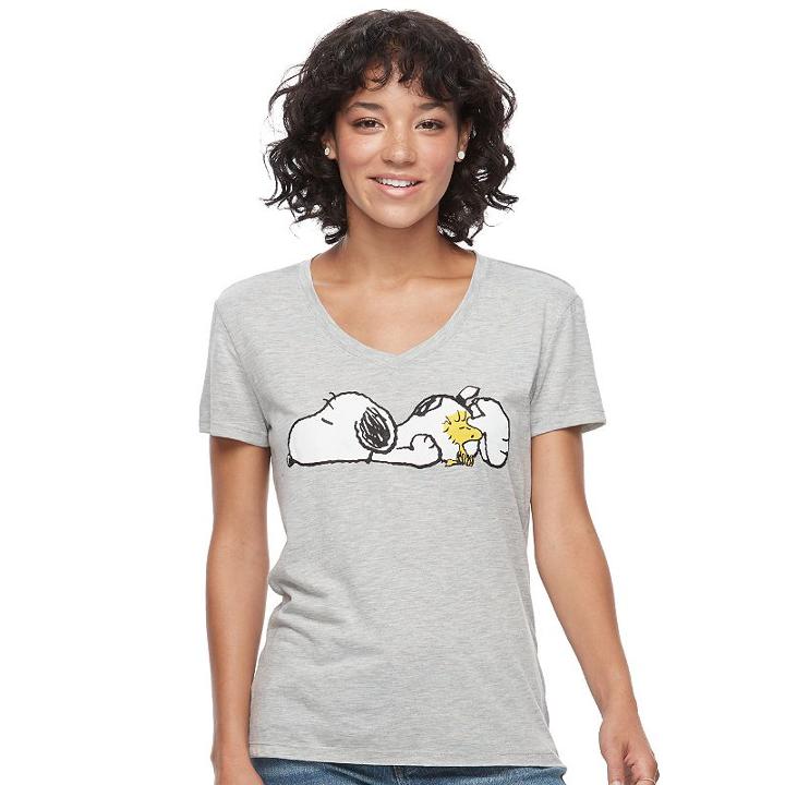 Juniors' Peanuts Snoopy Sleepy Graphic Tee, Teens, Size: Medium, Dark Grey