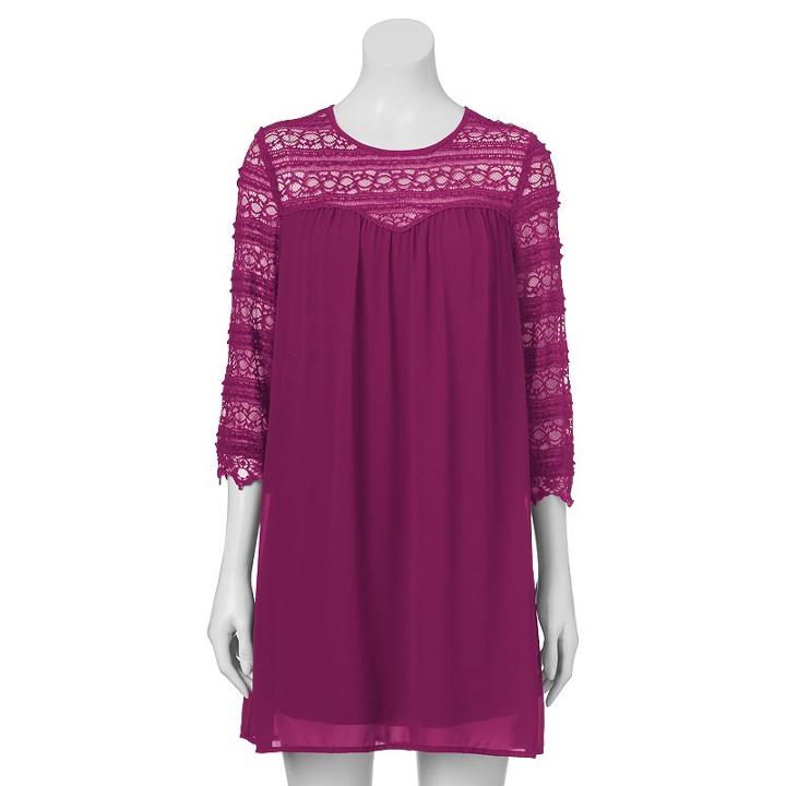 Juniors' Speechless Lace Illusion Shift Dress, Girl's, Size: Xl, Drk Purple