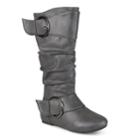 Journee Girls' Buckle Boots, Size: 13, Grey