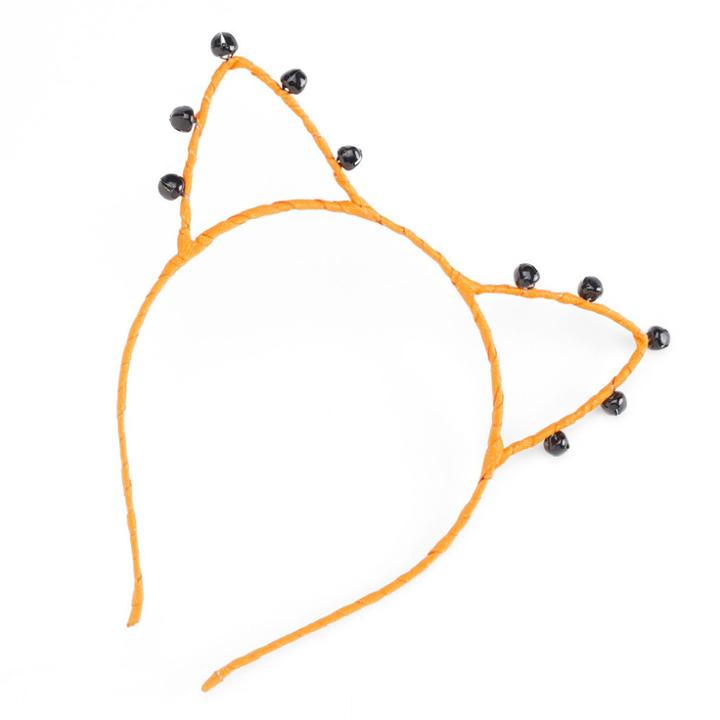 Halloween Bell Cat Ears Headband, Women's, Orange
