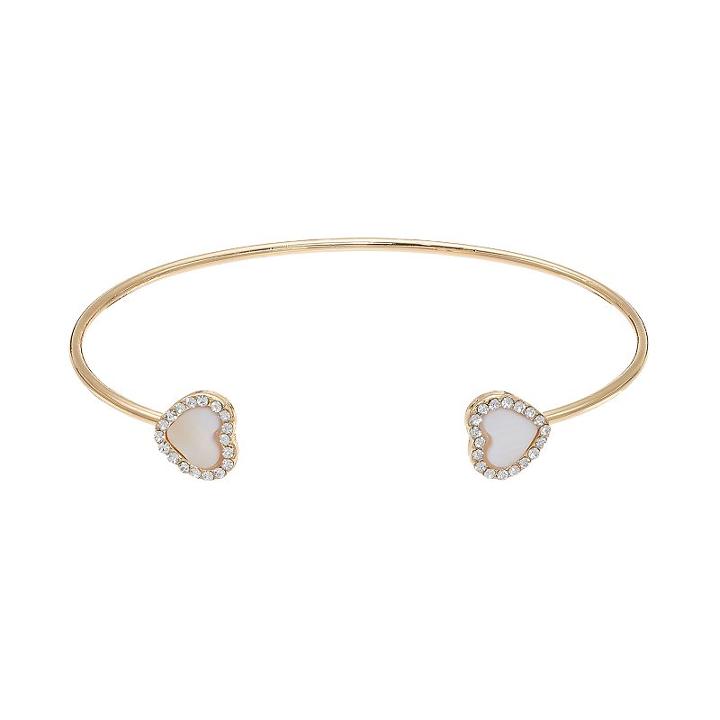 Lc Lauren Conrad Nickel Free Mother Of Pearl Heart Cuff Bracelet, Women's, White Oth