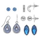 Semi-hoop, Stud & Drop Earring Set, Women's, Blue