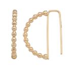 14k Gold Beaded Half-circle Threader Earrings, Women's, Yellow