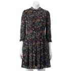 Women's Lc Lauren Conrad Pleated Fit & Flare Dress, Size: 2, Black