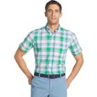 Men's Izod Dockside Classic-fit Plaid Chambray Woven Button-down Shirt, Size: Small, Brt Green