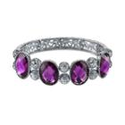 1928 Purple Faceted Oval & Filigree Bead Stretch Bracelet, Women's, Size: 7