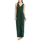 Women's Chaps Surplice Drape-front Full-length Dress, Size: 8, Green