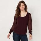 Women's Lc Lauren Conrad Smocked Swiss Dot Top, Size: Xl, Drk Purple