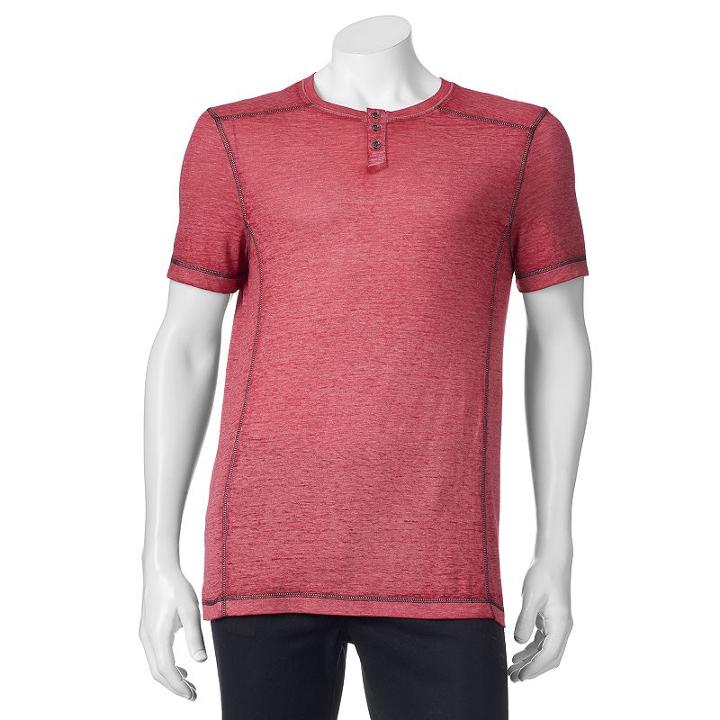 Big & Tall Helix Burnout Henley, Men's, Size: Xl Tall, Red